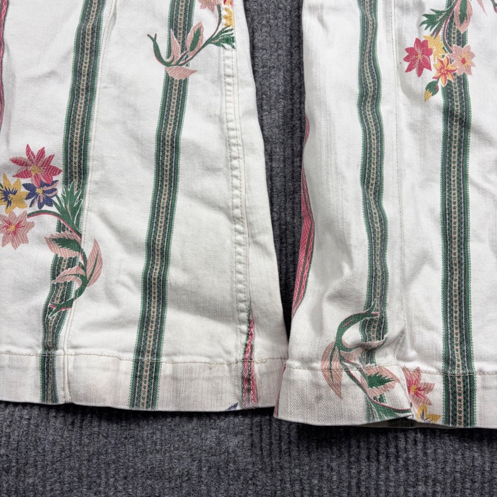 BDG Urban Outfitters Jeans Womens 29 Floral Striped Flare White Pink Green - Picture 8 of 9